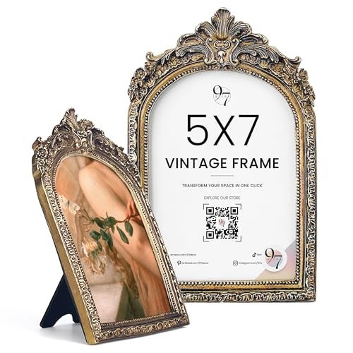 97 Decor Vintage Picture Frame 5x7 Victorian Ornate Gold Frame 5x 7 5x7 Picture Frame Antique Small 5 x 7 Brass Photo Frames Wall Hanging For Gothic Vintage Wall Decor - Image 1