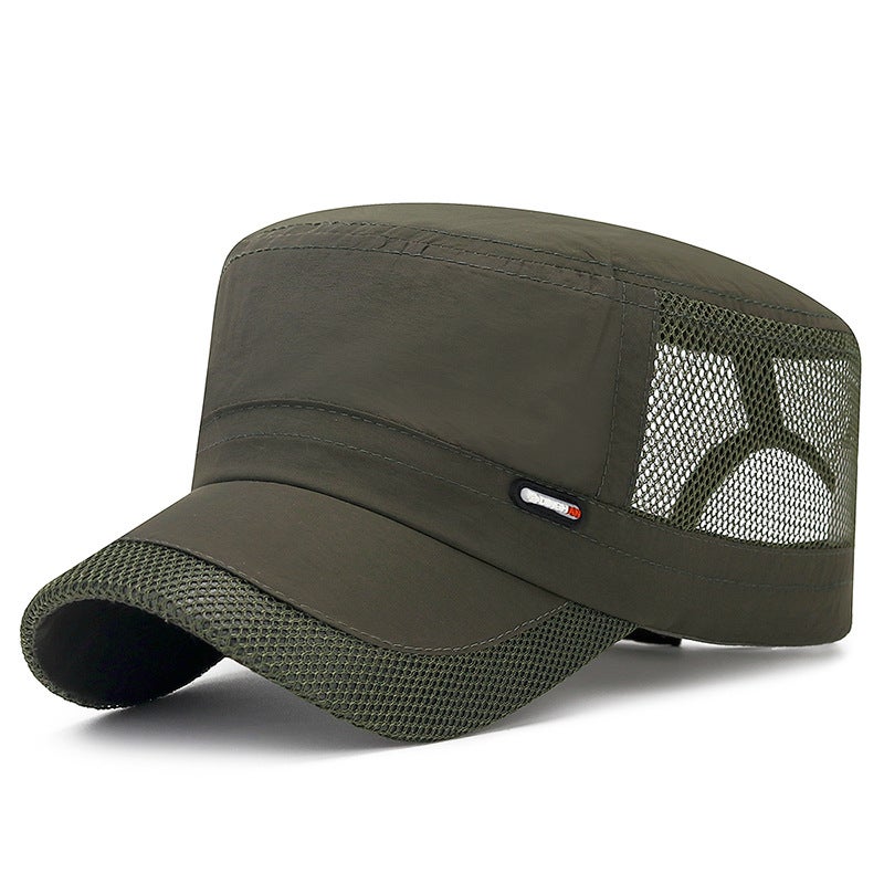Summer Quick-Dry Cap Mesh Breathable Sun Hat for Men Army Green  - Image 1