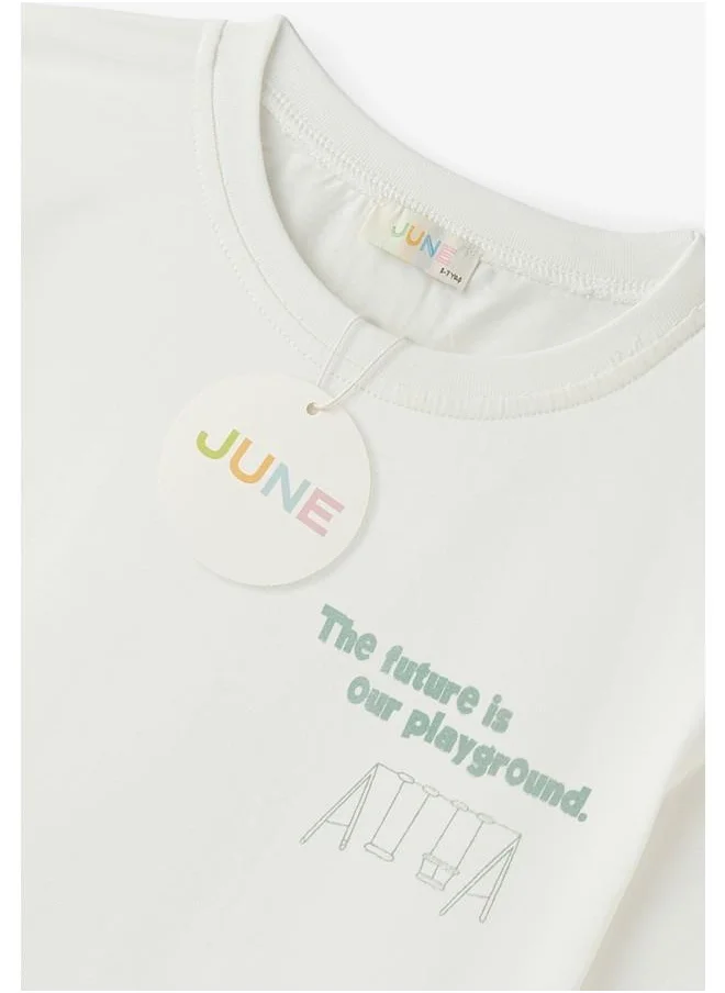 JUNE June Boy Tshirt Short 2-Pack Set Ecru - Dark Green