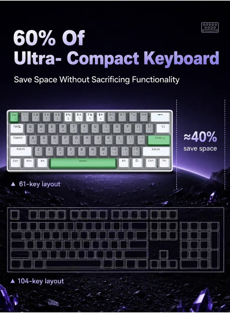 AOR Esports 61-Key Arabic Bilingual Keyboard with 26-Key Anti-Ghosting RGB Mechanical Gaming Keyboard - Image 5