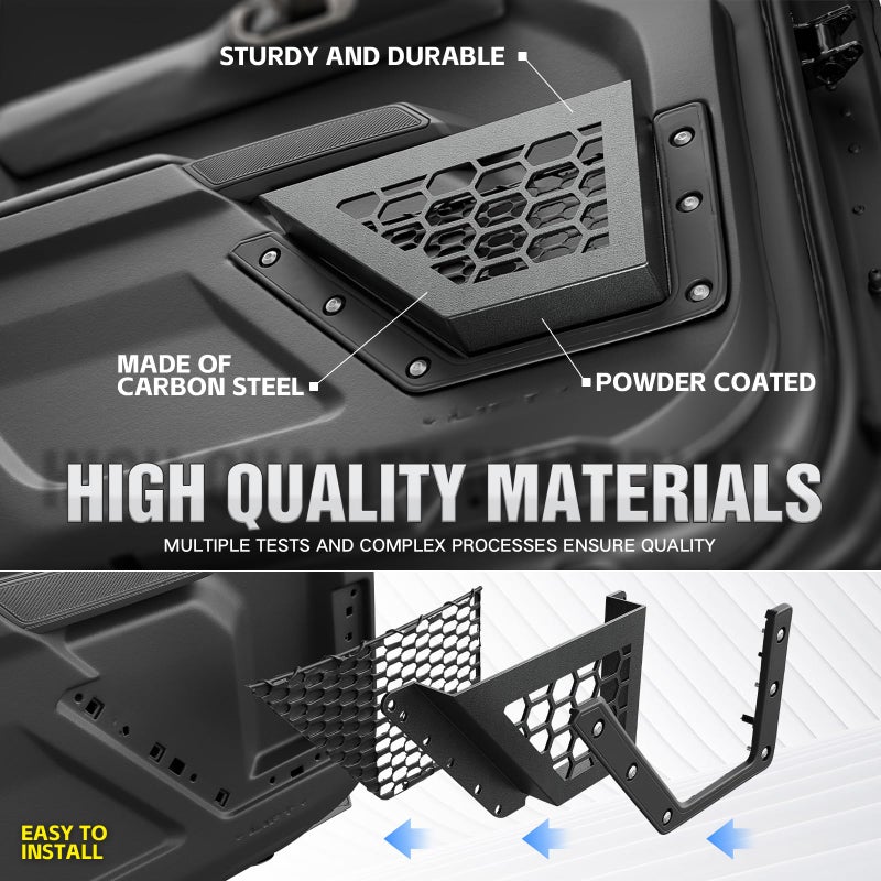 YZONA Front Door Storage Pockets Box Compatible with Ford Bronco 2021 2022 2023 2024 2025, Cup Holder Door Side Organizer Molle Panels Expansion Interior Accessories (2/4 Doors, Black, 2 PCS) - Image 3