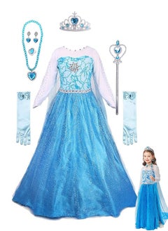 VUCATIN Princess Dress Costume Dress Girls Cosplay Costume with Accessories Crown Necklace Ring Earrings Magic Wand Gloves Birthday Cosplay Party (B)  - Image 1