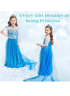 VUCATIN Princess Dress Costume Dress Girls Cosplay Costume with Accessories Crown Necklace Ring Earrings Magic Wand Gloves Birthday Cosplay Party (B)  - Image 3