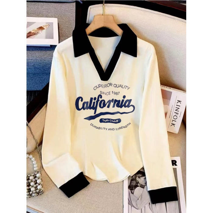 Plus Size 1.00 Kg-150.00 Kg Women'S V-Neck Long Sleeve T-Shirt 2024 New Loose Long Sleeve Chubby Girl Slim Top - Image 1