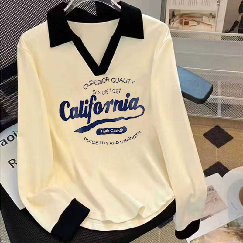 Plus Size 1.00 Kg-150.00 Kg Women'S V-Neck Long Sleeve T-Shirt 2024 New Loose Long Sleeve Chubby Girl Slim Top - Image 3