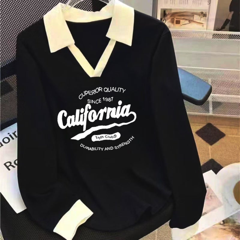 Plus Size 1.00 Kg-150.00 Kg Women'S V-Neck Long Sleeve T-Shirt 2024 New Loose Long Sleeve Chubby Girl Slim Top - Image 4