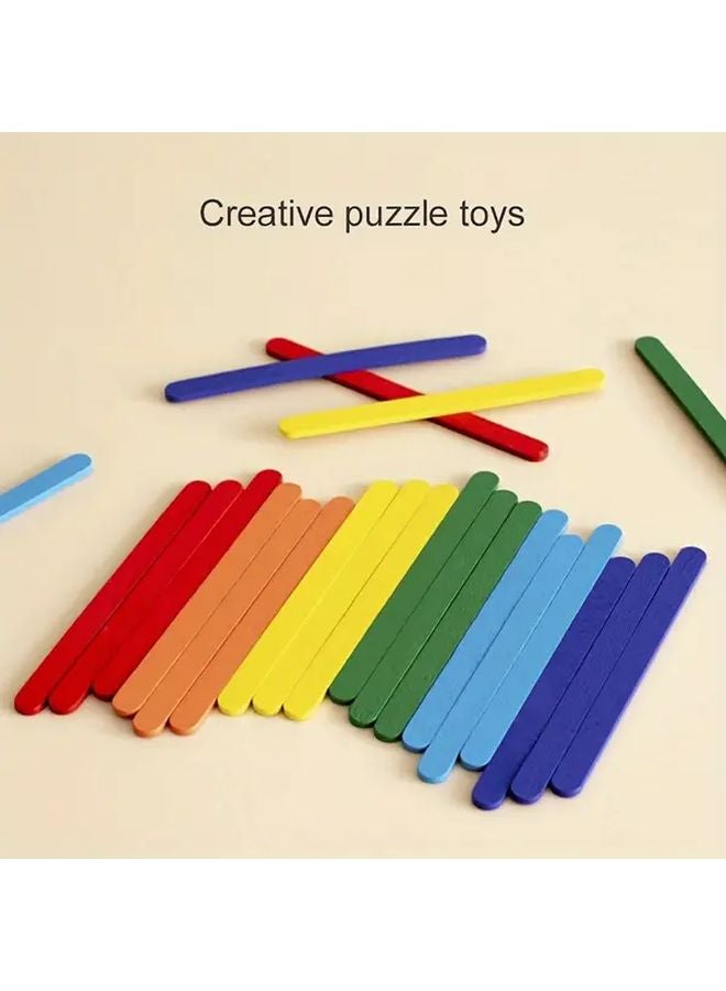 New Rainbow Stick Wooden DIY Puzzle For Kids Educational Building Game - Image 5