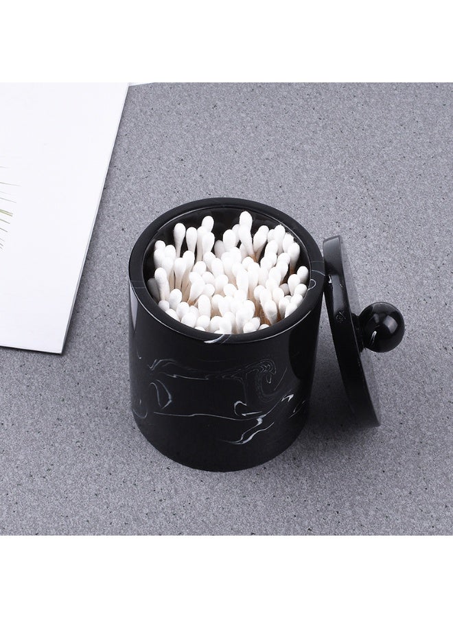 FUKE Cotton Swab Holder Resin with Lid Bathroom Organizer Accessories Storage Containers for Cotton Balls, Floss & Makeup Pads - Image 1