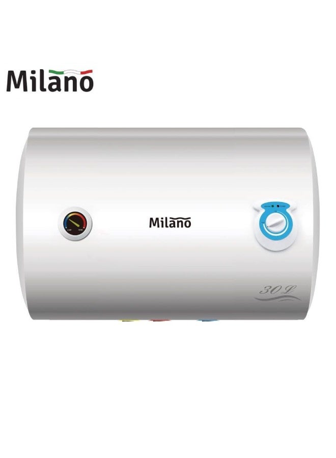 Milano Horizontal Electric Water Heater - (30Litres) - White Finish | Instant Hot Water Heater For Bathroom | Blue Diamond Inner Tank Wall-Mounted Water Heater System For Shower - (34x57.9x57.9x34)cm - Image 2