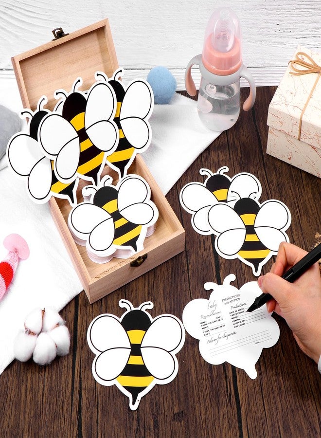 Eshylala Advice and Wishes Cards with Box - 50 Pcs Bee Baby Shower Advice Cards, Wedding Advices Card for Bridal Shower, Wooden Keepsake Box Advices and Wishes for Baby Cards Box Fun Game Ideas - Image 3