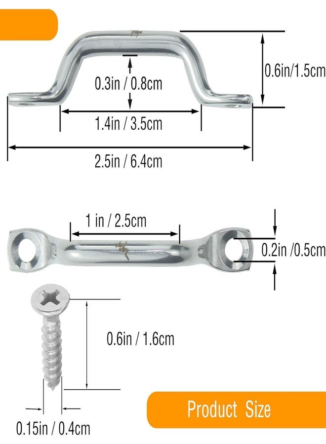 NVAAV Bimini Top Strap Pad Eye Footman Loop 1 Inch - Heavy Duty Stainless Steel for Boat, Pontoon, Kayak, Buggy, Tie Downs Anchor, Jeep Wrangler Door Limit Strap, Tarps, Canopies (8 Footman Loop 16 Screw) - Image 2