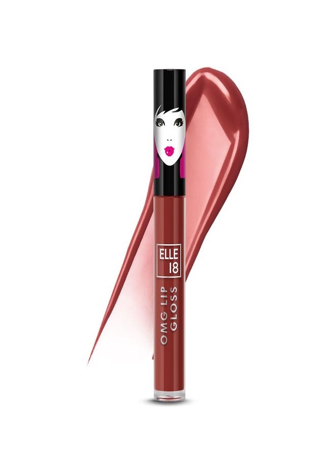 Elle 18 OMG Lip Gloss, Glossy Finish, Brownie Babe, Non-sticky Formula, Light-weight, Moisturising, Infused with Rapeseed and Jojoba Oil, Full Coverage| 2.5ml - Image 1