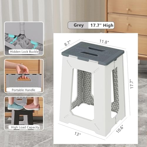 JIEYUAN Foldable Bath Shower Safety Chair Seat 177 High AntiSlip Bench Bath tub Stool for Elderly or Seniors ShowerChair Grey - Image 3