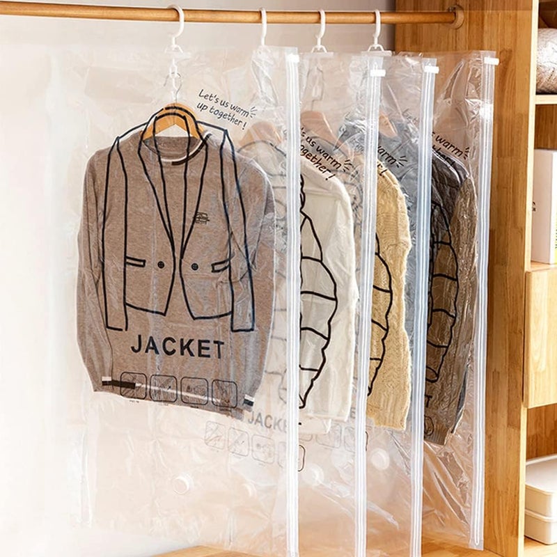 woobles Hanging Vacuum Storage Bags,Space Saver Bags for Clothes,Reusable Clothes Storage Bags,Vacuum Sealer Bag Clothing Bag for Suits Dress Coats,and Jackets,Clothes Compression Storage Bags (110x60cm) - Image 1