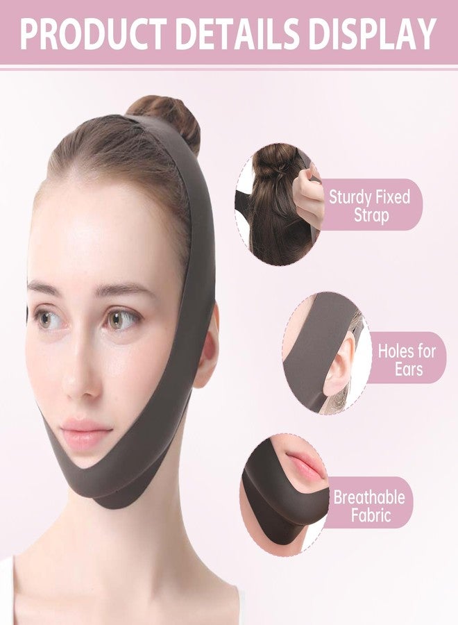 JANMISI Face Lifting Belt, Facial Lift Strap Comfortable Ice Silk Face Lift Band, V Face Shaping Face Bandage (Black) - Image 2