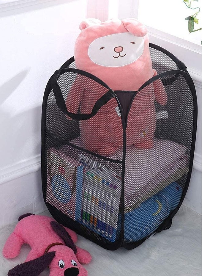 Laundry Basket, Foldable Laundry Hamper Pop Up with Durable Handles, Portable Mesh Washing Laundry Bag with Handle Great for Home Kids Room College Dorm Travel 2PCS (Blue) - Image 4