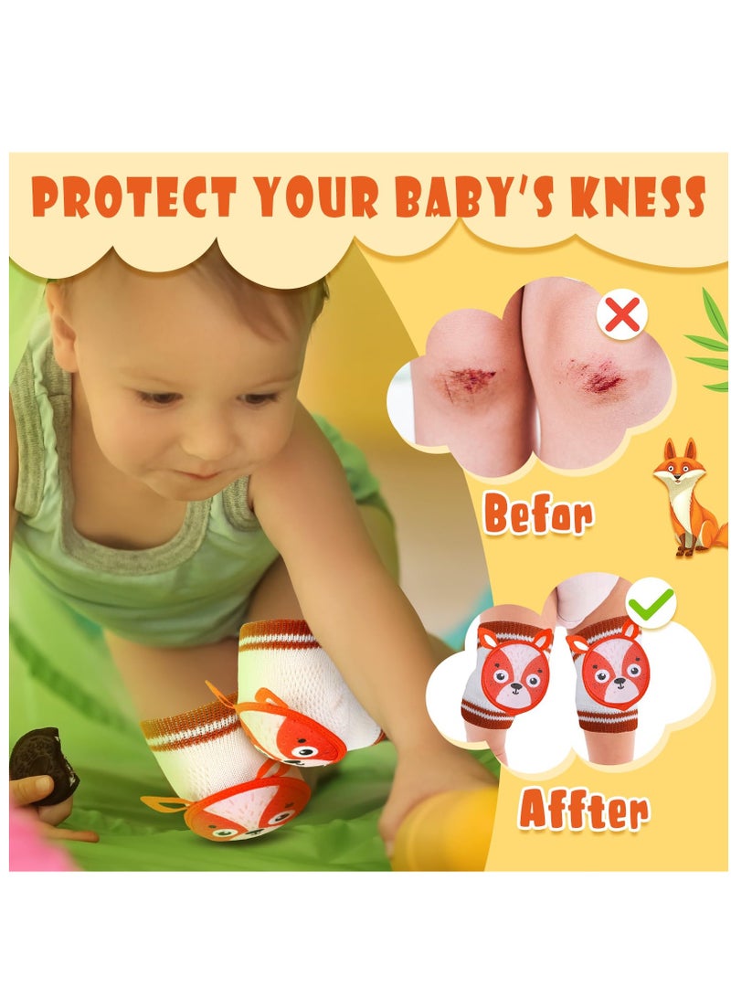 Excefore 6 Pairs Baby Knee Pads for Crawling Anti Slip Knee Protectors Breathable for Boys Girls, 0-3 Years Old - Image 2