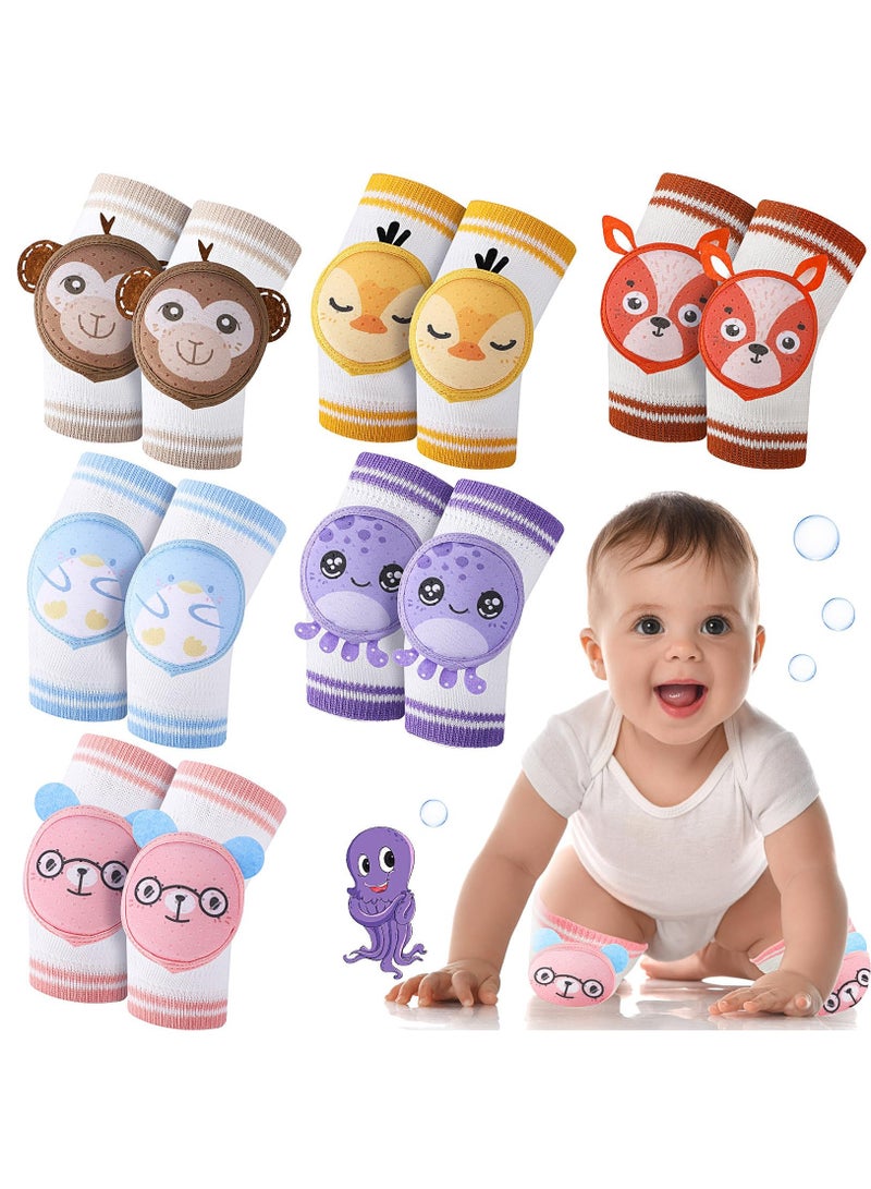 Excefore 6 Pairs Baby Knee Pads for Crawling Anti Slip Knee Protectors Breathable for Boys Girls, 0-3 Years Old - Image 1