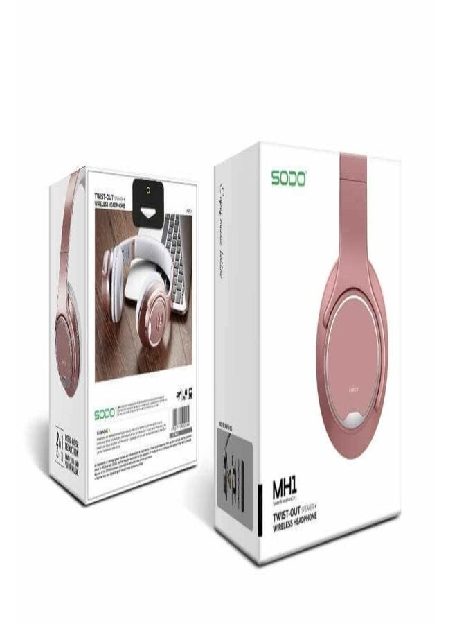 SODO 2-In-1 Twist-Out Bluetooth Speaker Headphones Pink - Image 5