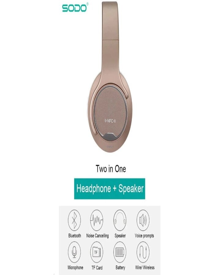 SODO 2-In-1 Twist-Out Bluetooth Speaker Headphones Pink - Image 4