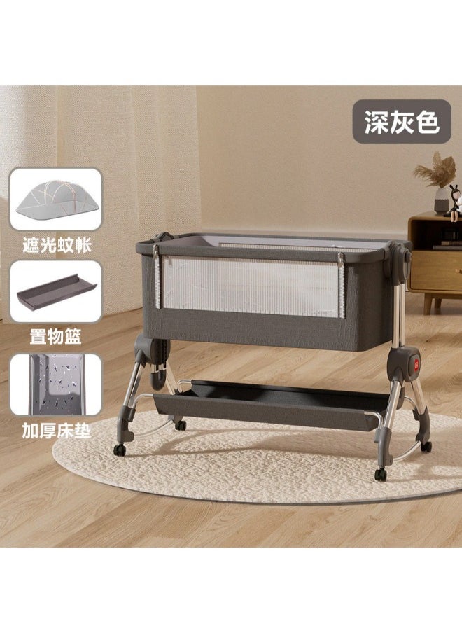 Generic - BABY BED &CHANGING TABLE, Baby Height Adjustable Bed Splicing Baby Shaker, Anti-Mosquito code(618) Dark grey - Image 1