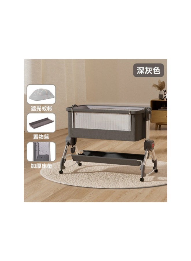 Generic - BABY BED &CHANGING TABLE, Baby Height Adjustable Bed Splicing Baby Shaker, Anti-Mosquito code(618) Dark grey - Image 1