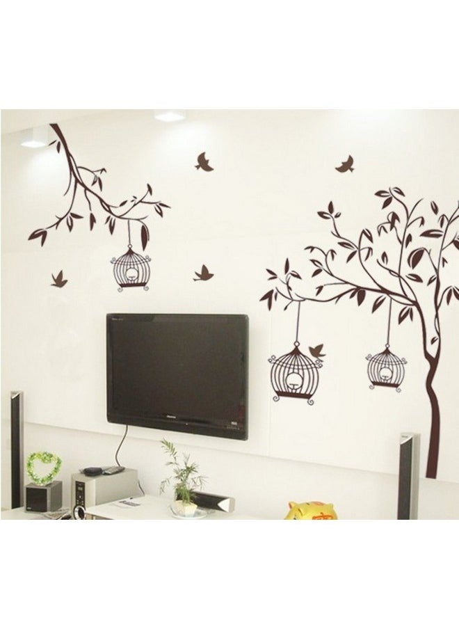 Decals Design Decals Design 'Tree with Birds and Cages' Wall Sticker (PVC Vinyl, 30 cm x 90 cm, Brown)  - Image 4