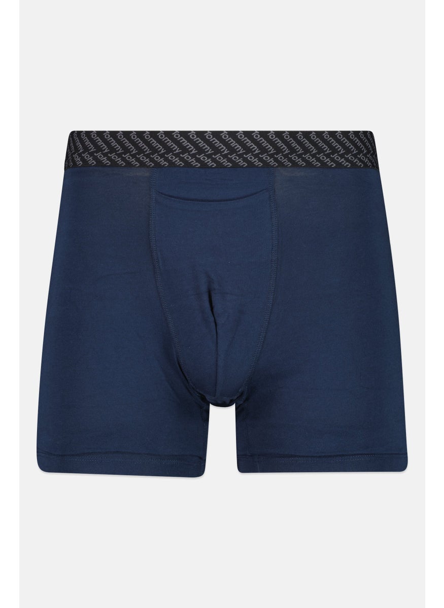 Tommy John - Men 2 Pieces 8 Inseam Brand Logo Boxer Beirfs, Navy/Grey - Image 1