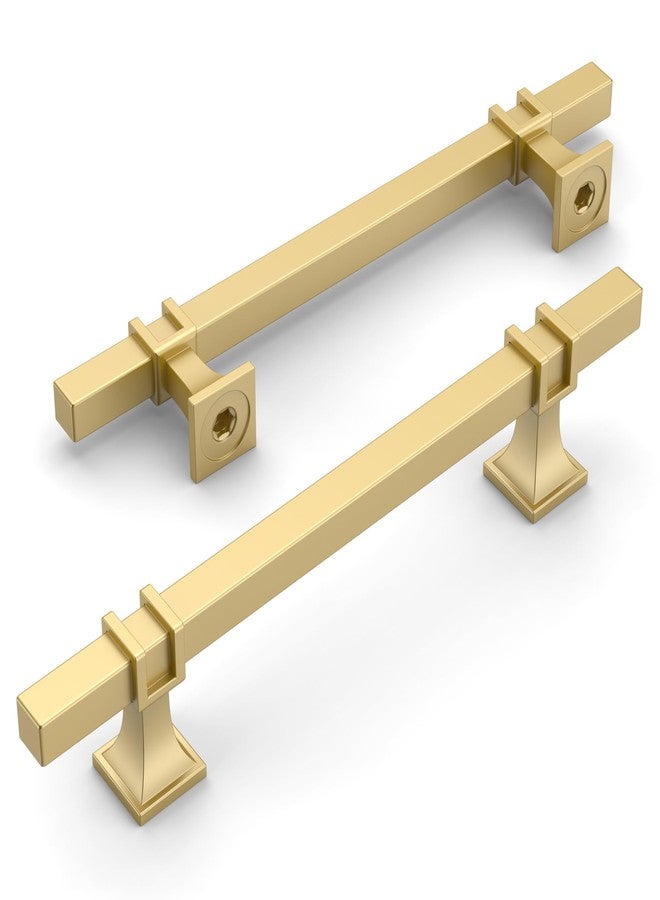 Amerdeco 10 Pack Brushed Gold Cabinet Pulls 5 Inch(128mm) Hole Center Drawer Pulls Cabinet Hardware Kitchen Cabinet Handles for Bathroom Dresser Pulls ZH0067 - Image 2