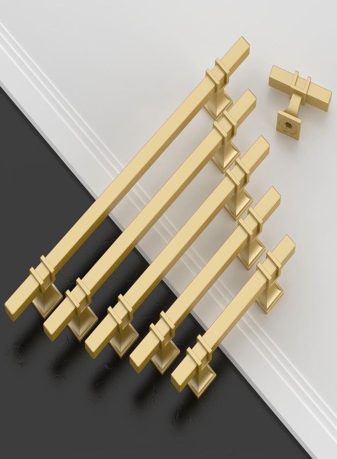 Amerdeco 10 Pack Brushed Gold Cabinet Pulls 5 Inch(128mm) Hole Center Drawer Pulls Cabinet Hardware Kitchen Cabinet Handles for Bathroom Dresser Pulls ZH0067 - Image 3