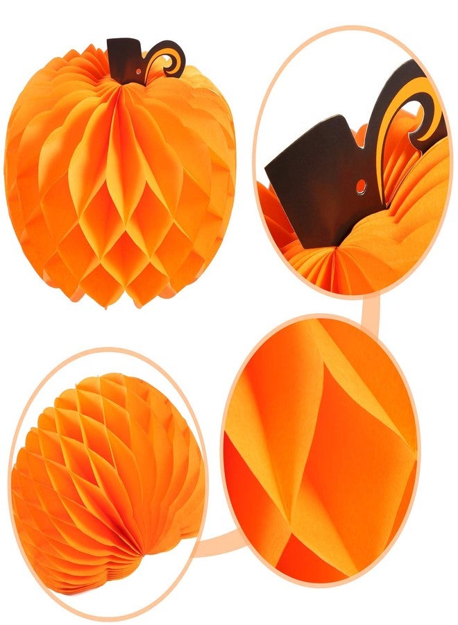 JOVITEC 10 Pack Thanksgiving Table Decor Honeycomb Pumpkins 10.2 Inch Paper Fall Hanging Pumpkin Decorations 3D Tissue Centerpieces for Halloween Birthday Wedding Party Supplies - Image 4