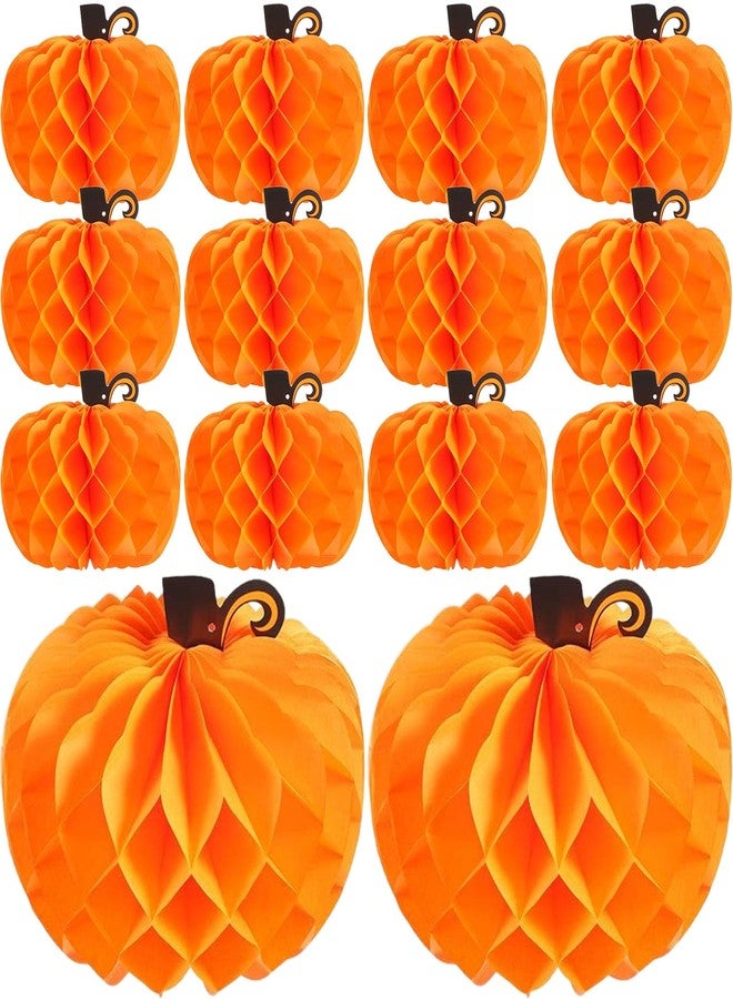 JOVITEC 10 Pack Thanksgiving Table Decor Honeycomb Pumpkins 10.2 Inch Paper Fall Hanging Pumpkin Decorations 3D Tissue Centerpieces for Halloween Birthday Wedding Party Supplies - Image 1