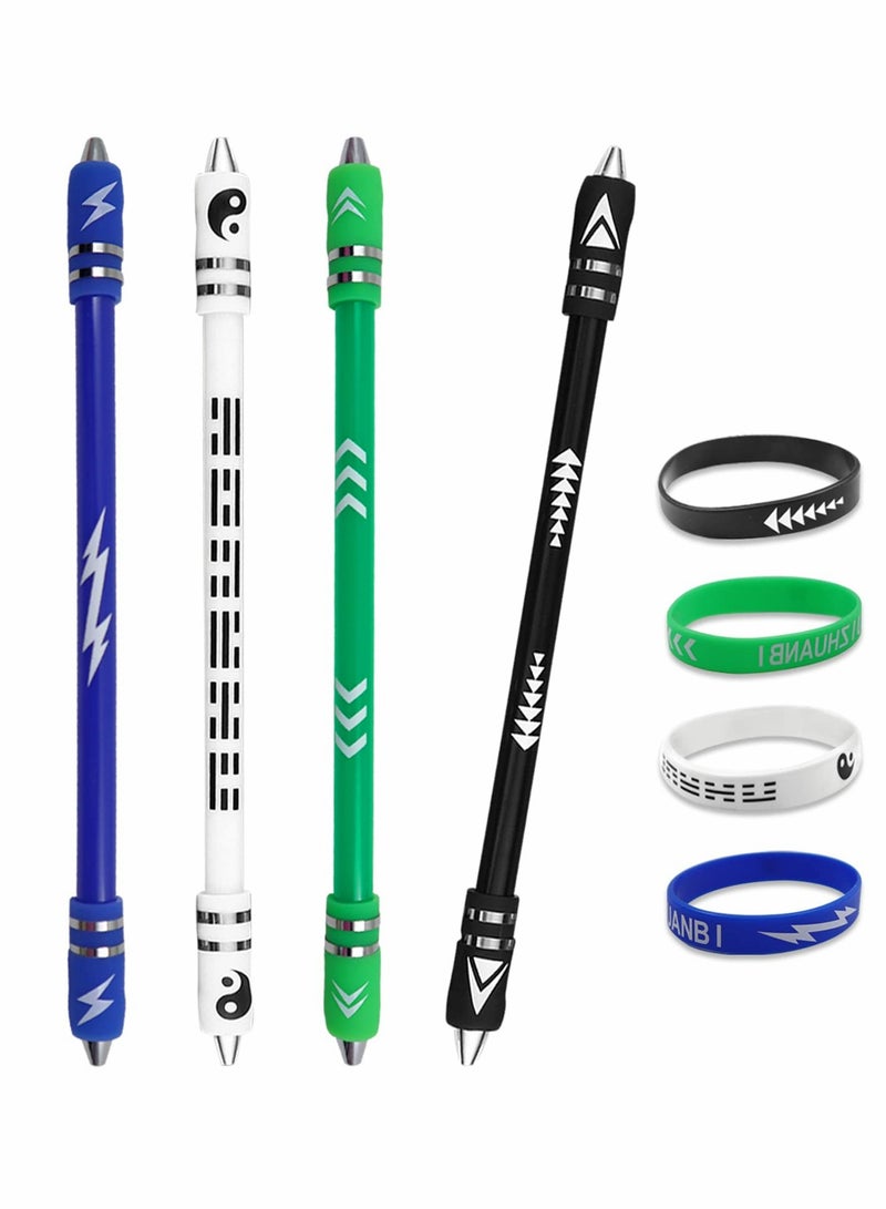 SOLARAE Weighted Finger Spinning Pen Mod with Silicone Bracelet, Metal Heads Gaming Finger Pen, Anti Slip 8.5In Rotating Ballpoint Pen for Student Adults to Relieve Stress, No Pen Refill - Image 1
