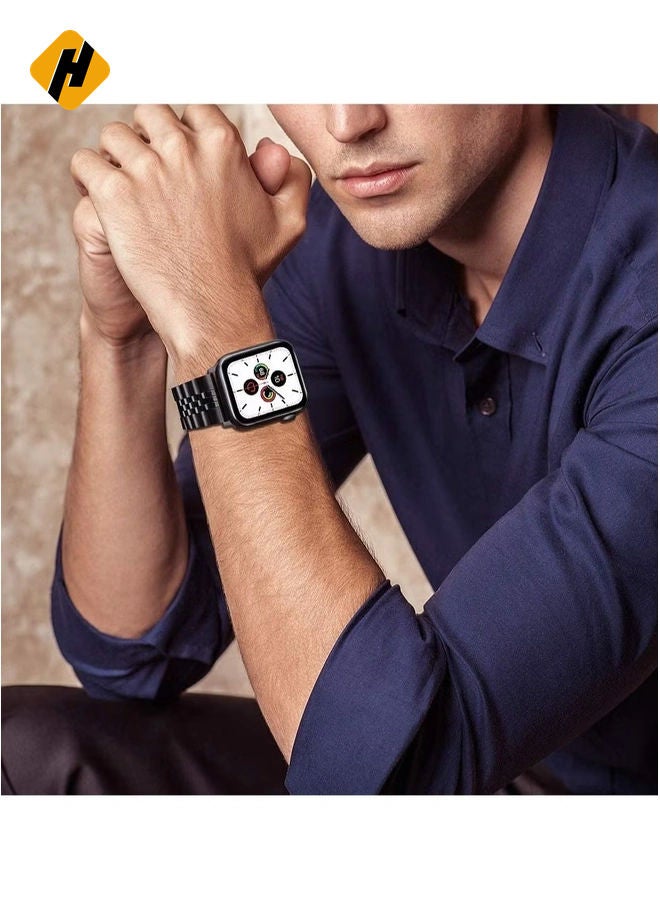 HuHa Compatible with Apple Watch Band 41mm 40mm 38mm, Stainless Steel Heavy Band with Butterfly Folding Clasp Link Bracelet for iWatch Series8/7/6/ SE Series 5/4/3/Men Women  - Image 5
