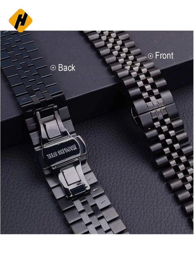 HuHa Compatible with Apple Watch Band 41mm 40mm 38mm, Stainless Steel Heavy Band with Butterfly Folding Clasp Link Bracelet for iWatch Series8/7/6/ SE Series 5/4/3/Men Women  - Image 4