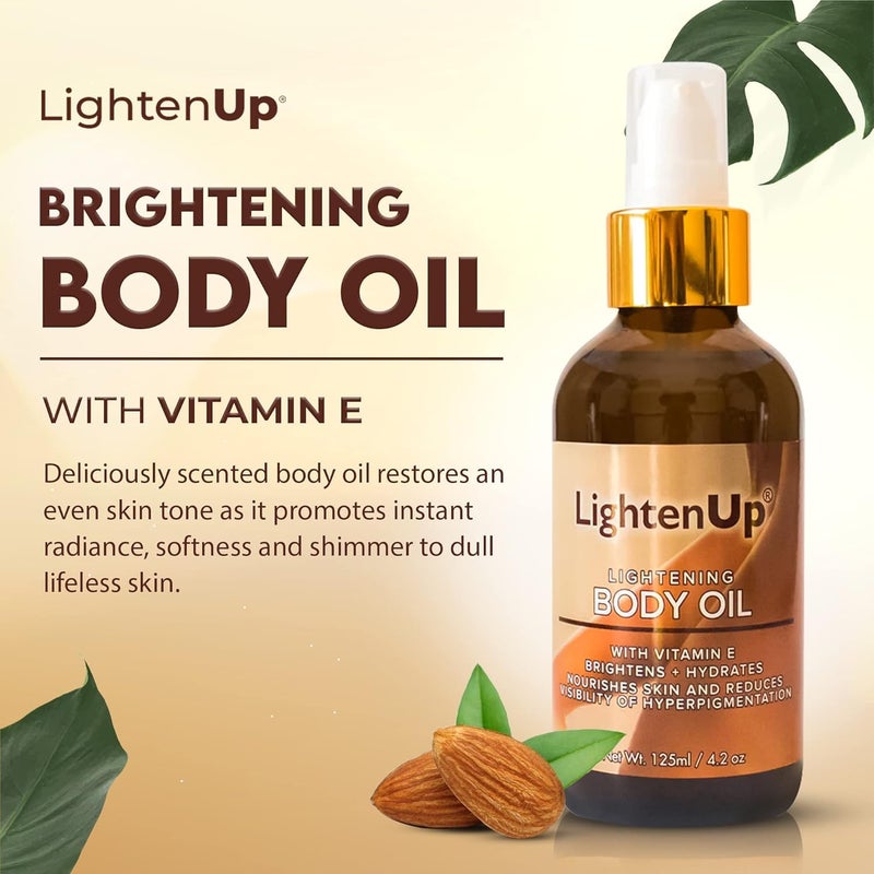 OMIC LIGHTEN-UP LightenUp, Skin Brightening Body Oil - 4.2 fl oz / 125 ml - Hyperpigmentation Body Seum, Dark Spot Remover, for Men and Women with Vitamin E, Shea Butter, Almond Oil - Image 2