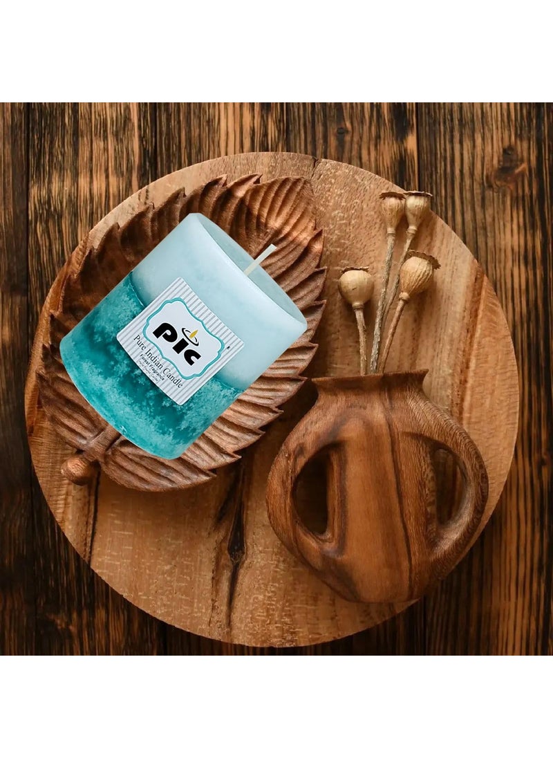 PIC Pure Indian Candle Handpourd Scented Two Tone Mottle Wax Pillar Candle (Pack of 4 Pcs.) Fragrance Rose, Forest,Pomelo,Lavender  - Image 3