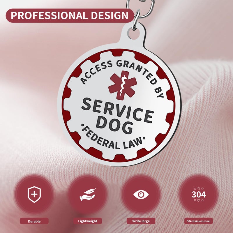 PEHADU Service Dog TAG Industrial Puppy for Service Animals, Emotional Support Dogs & Therapy Dogs Entirely Surgical Stainless Steel Easily Attach to Collar, Harness-Two-Sided (Service Dog TAG) - Image 3