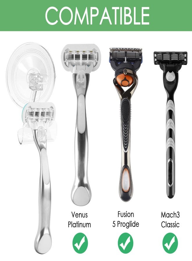 Linkidea 3 Pack Razor Holder for Shower, Wall Mounted Suction Cup Shaver Hanger Hooks for Bathroom, Compatible with Venus Platinum, Fusion 5 Proshield & Proglide, Mach 3 Classic - Image 2