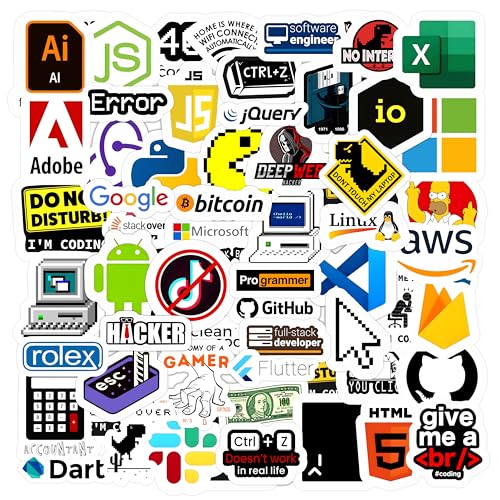 True Flair 50+ Coding Laptop Vinyl Self-Adhesive Sticker for Adults, Multicolor Stickers for Laptop, Journal, Guitar, Mobile - Waterproof Residue Free - Image 1