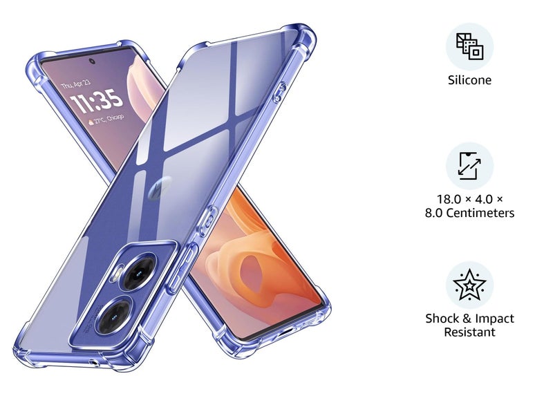 Lustree Back Cover Transparent Case Compatible with Motorola Moto G96 5G | Slim Soft TPU Case, Anti-Scratch Cover with Four-Corner Protection Raised Camera Guard - Image 2