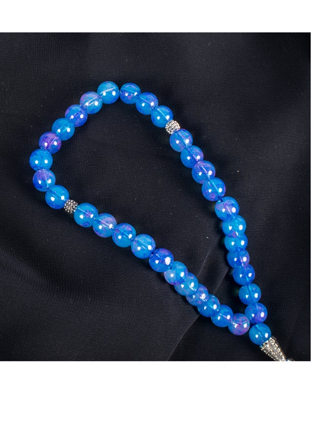 The Black Pearl Accessories Blue Alabaster Stone Prayer Bead of 33 Beads  - Image 4