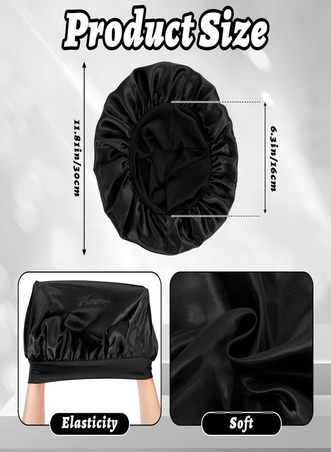 Hpmjz 25Pcs Satin Bonnets for Sleeping Large Silk Bonnet for Men Wide Band Hair Bonnet Soft Elastic Hair Wrap Cap Silky Shower Cap Elastic Band Sleep Caps for Black Women Men Curly Hairs - Image 2