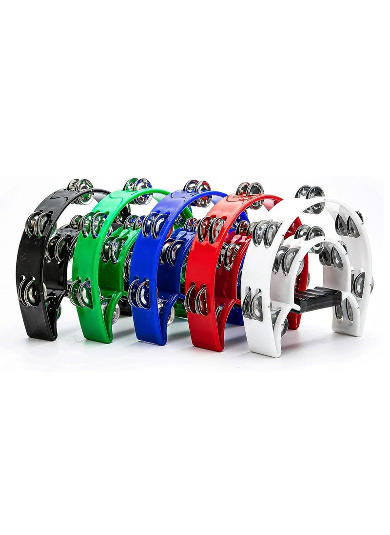 Mike Music - Tambourine Double Row Metal Jingles Hand Held Percussion Half-Moon Tambourines Musical Instrument Gifts for Kids, Adults, KTV, Party - Green - Image 1