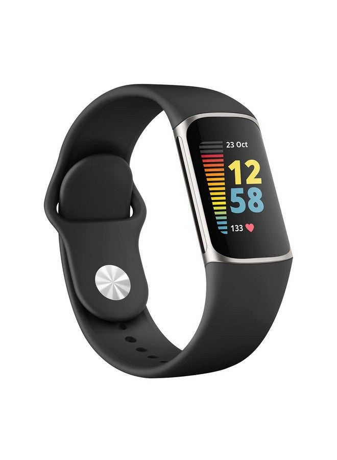 Tobfit Silicone Band for Fitbit Charge 5/6 Fitness Tracker (Watch Not Included), Soft Adjustable Replacement Strap with Hidden Buckle, Sport Wristband for Men Women(Black) - Image 1