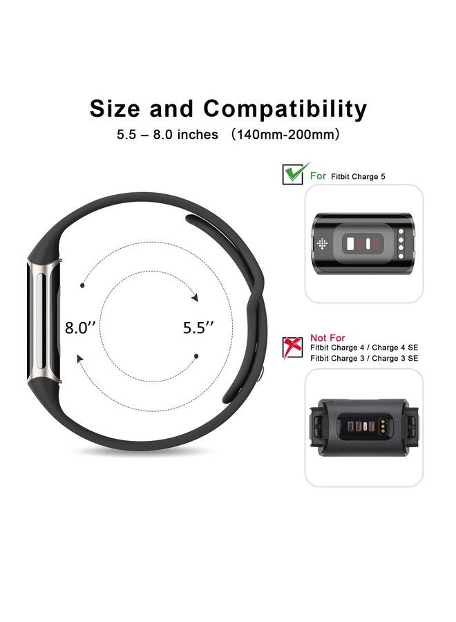 Tobfit Silicone Band for Fitbit Charge 5/6 Fitness Tracker (Watch Not Included), Soft Adjustable Replacement Strap with Hidden Buckle, Sport Wristband for Men Women(Black) - Image 4