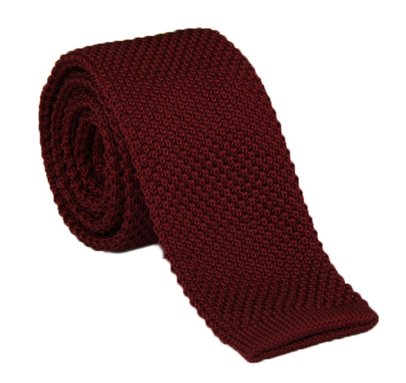Secdtie Men Wine Red Fashion Jacquard Silk Tie Best Mens Necktie Gift for BF Dad - Image 1