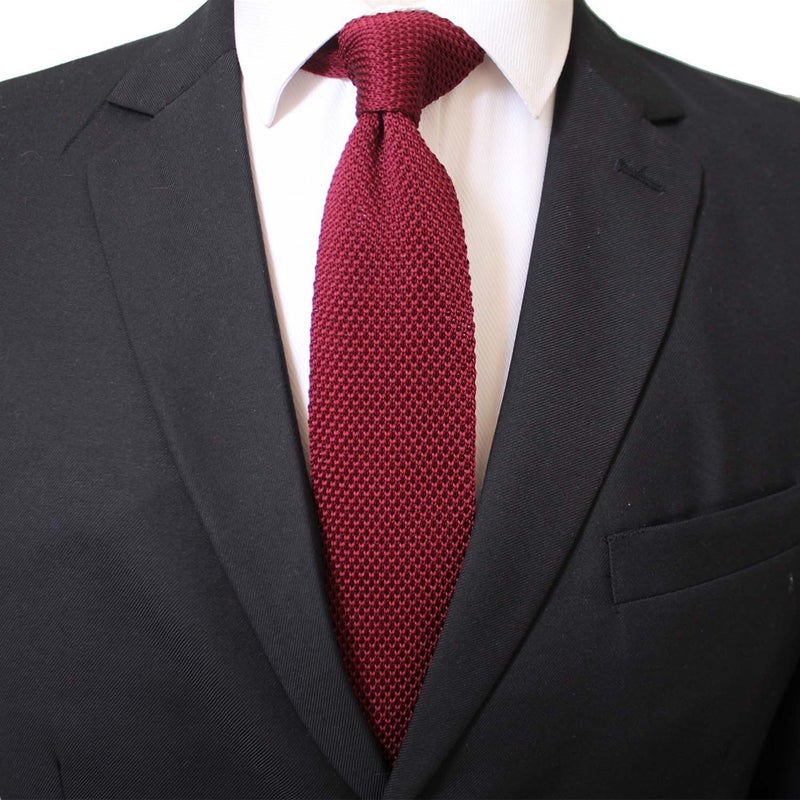 Secdtie Men Wine Red Fashion Jacquard Silk Tie Best Mens Necktie Gift for BF Dad - Image 2