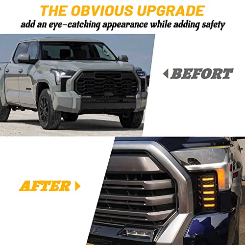 PGTOPONE Switchback White/Amber LED Front Fog Daytime Running Lamp Dynamic Sequential LED Turn Signal Light Function Compatible with Toyota Tundra 2022 2023 SR SR5 Limited - Image 5