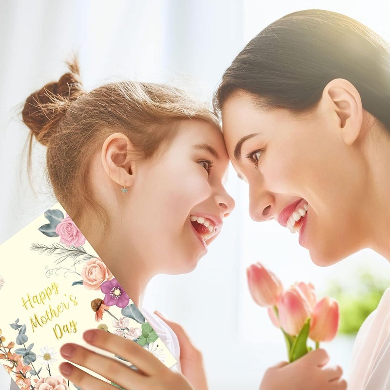 Fancy Land Happy Mothers Day Cards with Envelopes 12PCS Gold Foil Mother's Day Gift Cards Boho Floral Blank Inside - Image 5